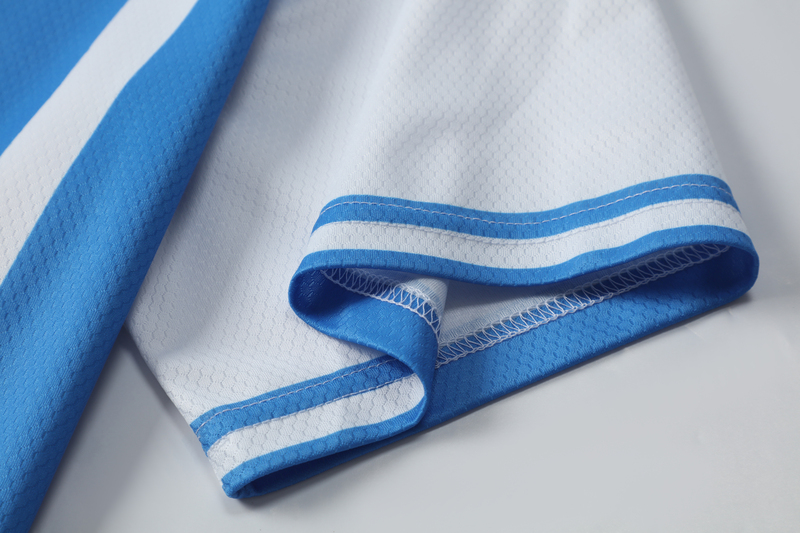 圆领足球T恤-150克足球格子-蓝白色-05