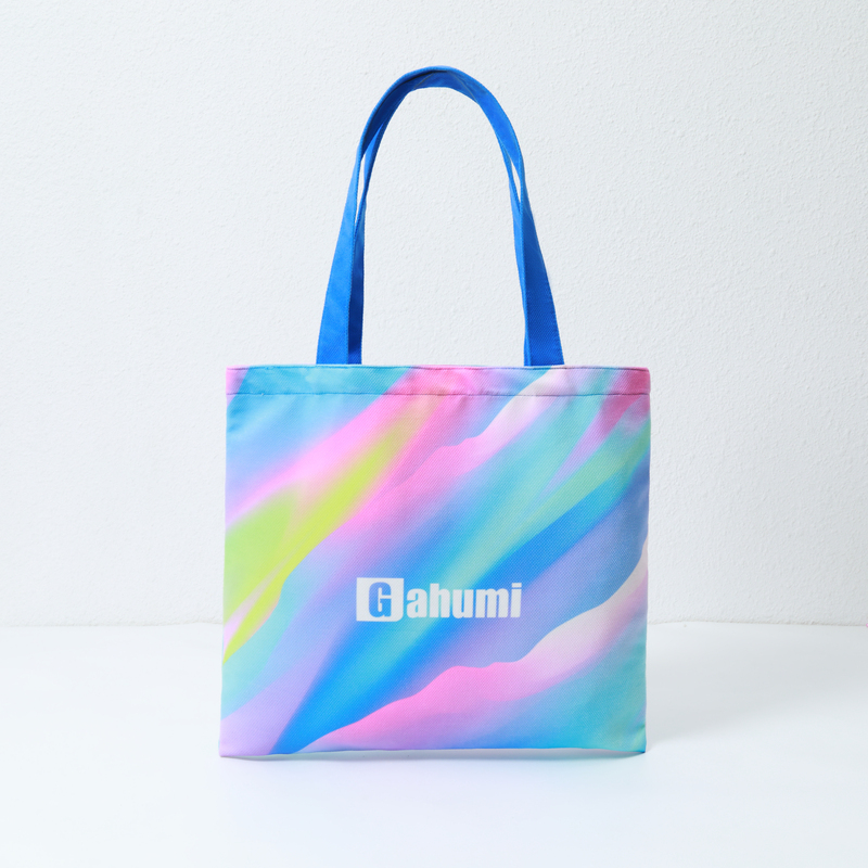 渐变粉蓝无底侧开口帆布包-12