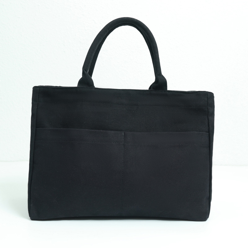 带底部和侧边黑色帆布包-18