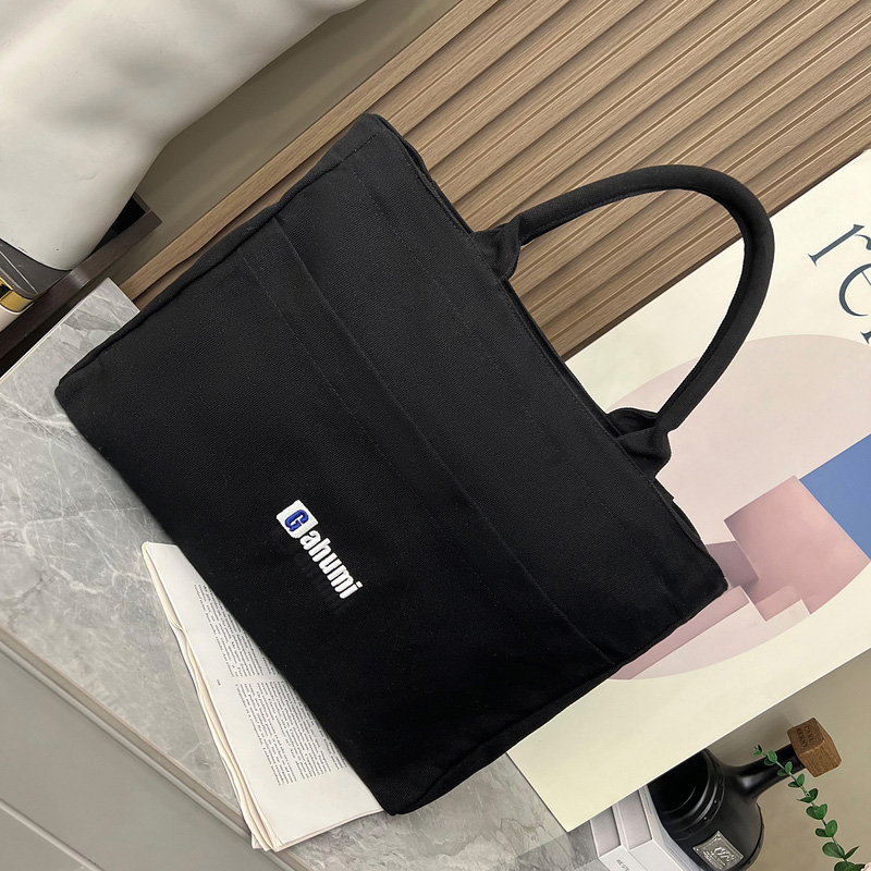 带底部和侧边黑色帆布包-20