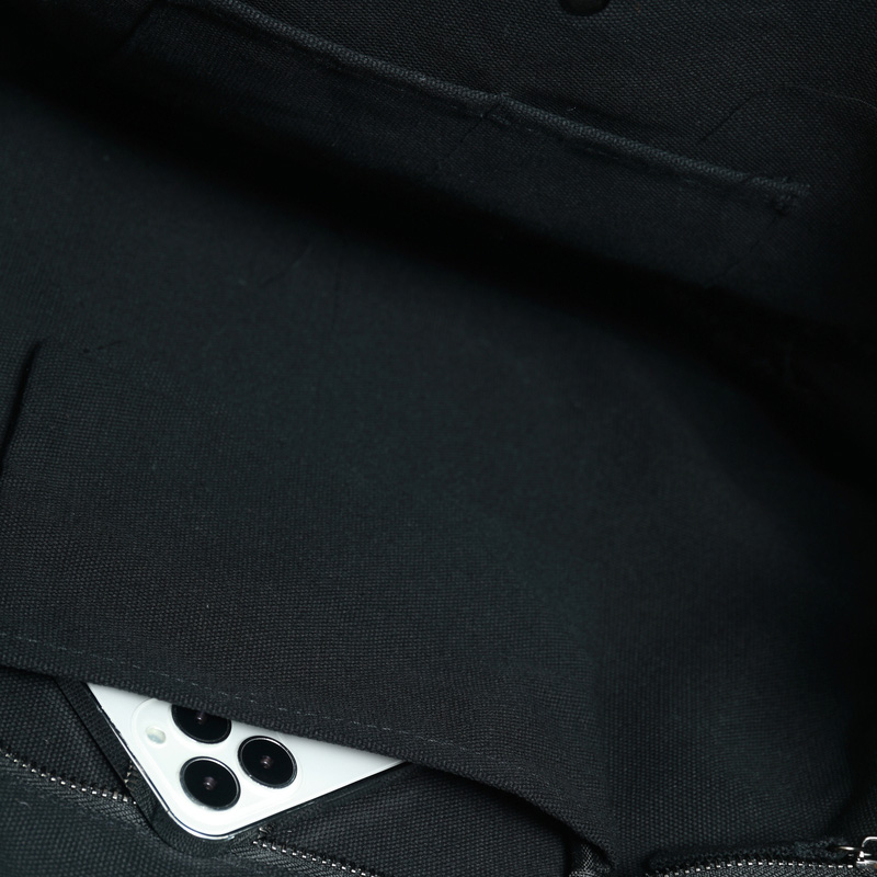 带底部和侧边黑色帆布包-21