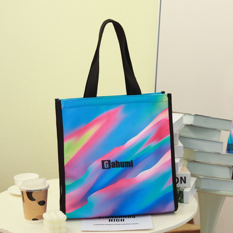 粉紫渐变色带底侧帆布包-19