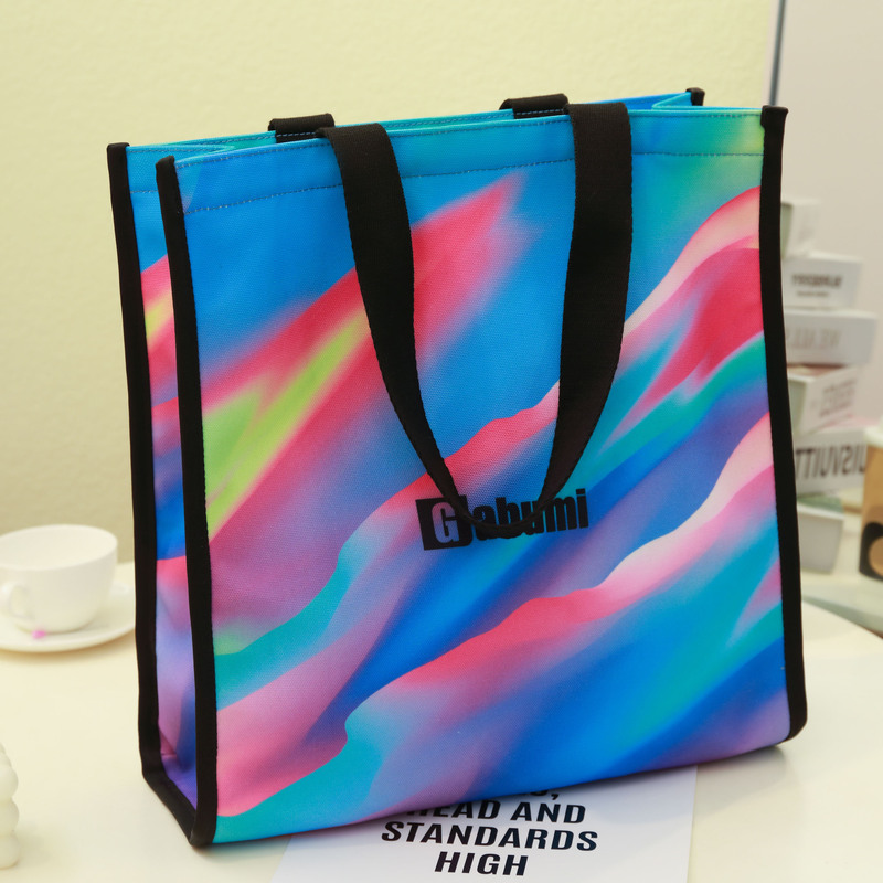 粉紫渐变色带底侧帆布包-01