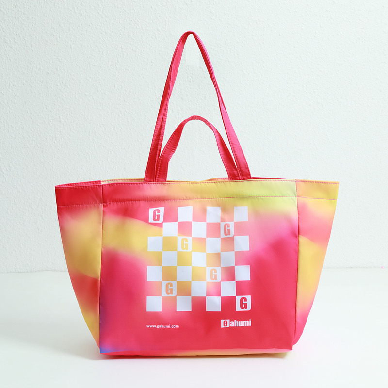 双提手渐变色帆布包 - 粉色与蓝色-10