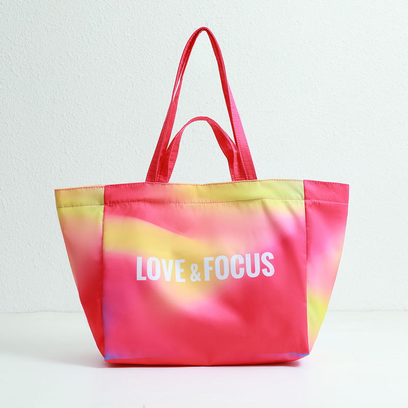 双提手渐变色帆布包 - 粉色与蓝色-11