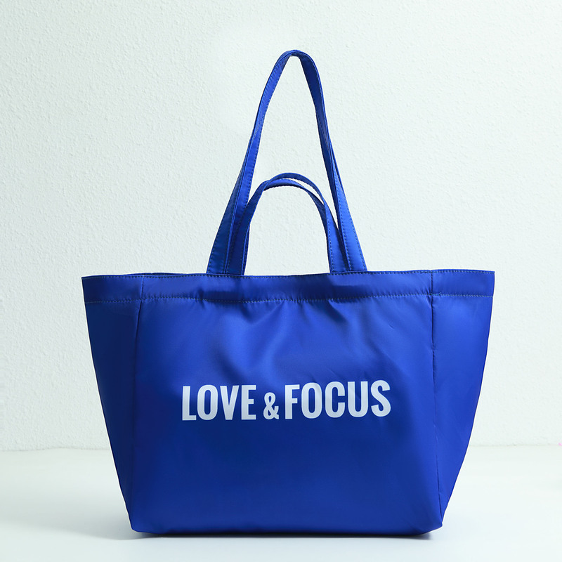 双提手渐变色帆布包 - 粉色与蓝色-13