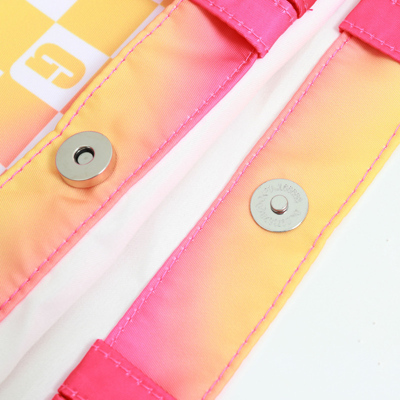 双提手渐变色帆布包 - 粉色与蓝色-14