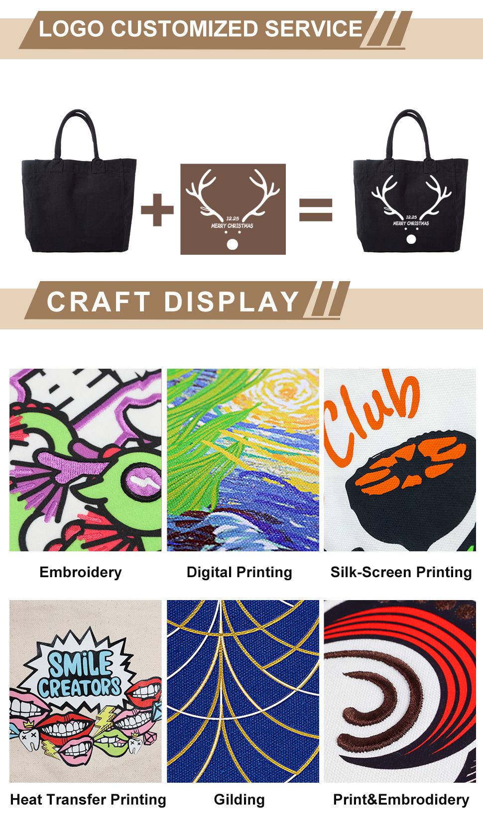 简约设计可重复使用大容量托特帆布包-09